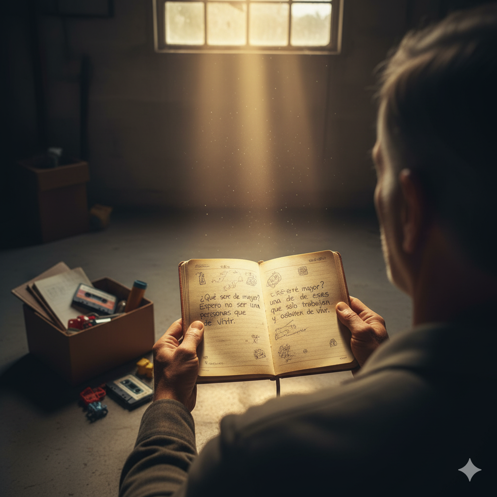 Hombre leyendo textos que lo devuelven a su juventud