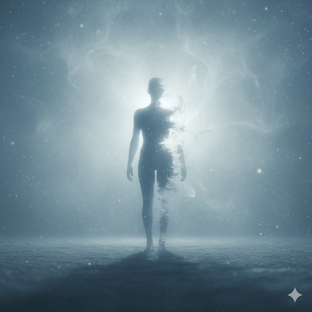 silueta humana envuelta en niebla, simulando una etapa disuelta en la insertidumbre